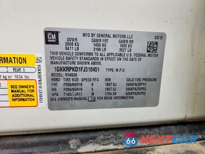 Zdjęcie 14 z 14 samochodu: 2015 GMC ACADIA SLE VIN:1GKKRPKD1FJ318451 - miniatura