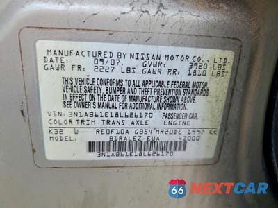 Zdjęcie 13 z 13 samochodu: 2008 NISSAN SENTRA 2.0 VIN:3N1AB61E18L626170 - miniatura