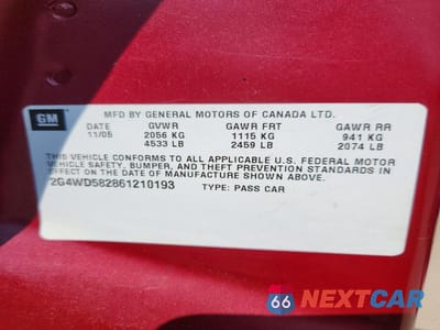 Zdjęcie 12 z 12 samochodu: 2006 BUICK LACROSSE CXL VIN:2G4WD582861210193 - miniatura
