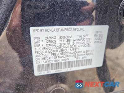 Zdjęcie 14 z 14 samochodu: 2019 ACURA MDX TECHNOLOGY VIN:5J8YD3H58KL001974 - miniatura