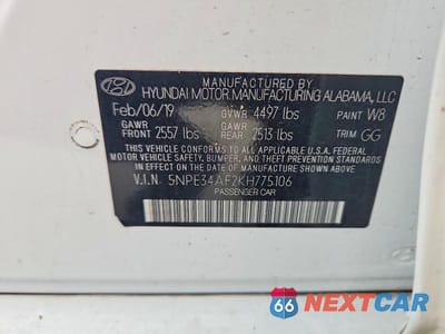 Zdjęcie 12 z 12 samochodu: 2019 HYUNDAI SONATA SEL VIN:5NPE34AF2KH775106 - miniatura