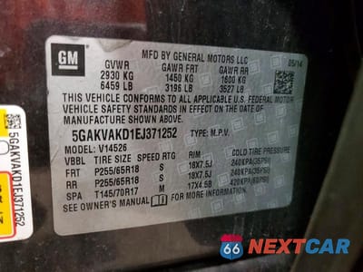 Zdjęcie 13 z 13 samochodu: 2014 BUICK ENCLAVE VIN:5GAKVAKD1EJ371252 - miniatura