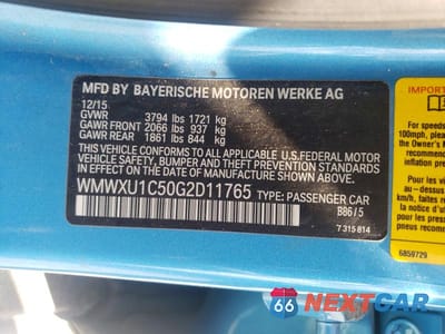 Zdjęcie 12 z 12 samochodu: 2016 MINI COOPER VIN:WMWXU1C50G2D11765 - miniatura