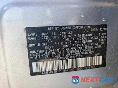 Zdjęcie 13 z 13 samochodu: 2019 SUBARU OUTBACK 2.5I LIMITED VIN:4S4BSANC4K3273838 - miniatura