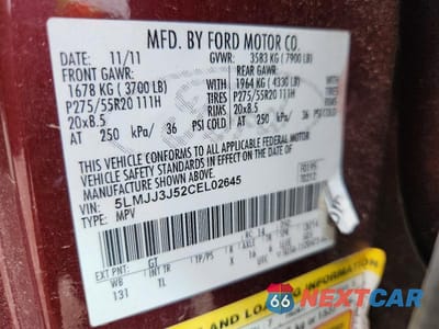 Zdjęcie 13 z 13 samochodu: 2012 LINCOLN NAVIGATOR L VIN:5LMJJ3J52CEL02645 - miniatura