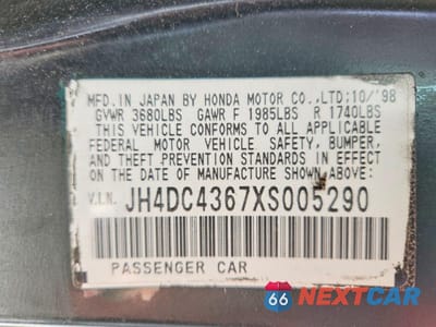 Zdjęcie 12 z 12 samochodu: 1999 ACURA INTEGRA GS VIN:JH4DC4367XS005290 - miniatura