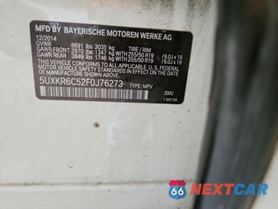 Zdjęcie 13 z 13 samochodu: 2015 BMW X5 XDRIVE50I VIN:5UXKR6C52F0J76273 - miniatura