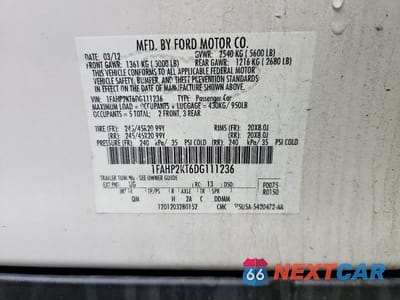 Zdjęcie 13 z 13 samochodu: 2013 FORD TAURUS SHO VIN:1FAHP2KT6DG111236 - miniatura