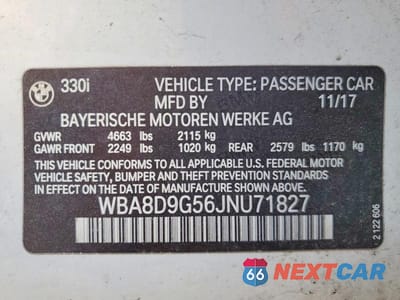 Zdjęcie 12 z 12 samochodu: 2018 BMW 330 XI VIN:WBA8D9G56JNU71827 - miniatura