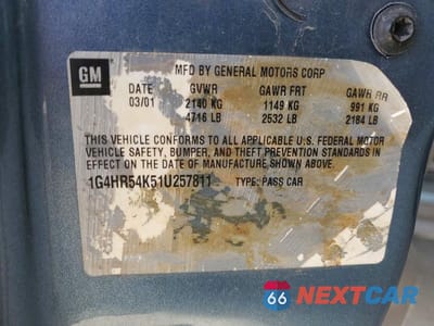 Zdjęcie 12 z 12 samochodu: 2001 BUICK LESABRE LIMITED VIN:1G4HR54K51U257811 - miniatura