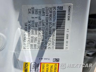 Zdjęcie 12 z 12 samochodu: 2022 HONDA CIVIC SPORT VIN:2HGFE2F51NH580499 - miniatura