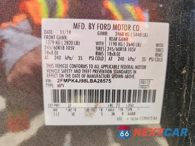 Zdjęcie 13 z 13 samochodu: 2020 FORD EDGE SEL VIN:2FMPK4J98LBA28575 - miniatura