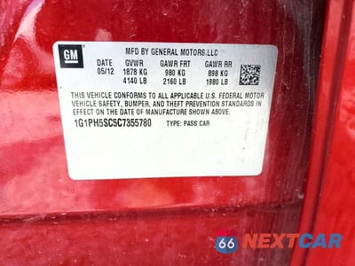 Zdjęcie 13 z 13 samochodu: 2012 CHEVROLET CRUZE LTZ VIN:1G1PH5SC5C7355780 - miniatura