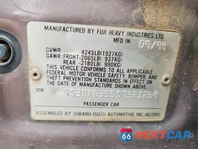 Zdjęcie 12 z 12 samochodu: 1995 SUBARU LEGACY L VIN:4S3BK6355S7321264 - miniatura