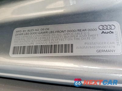Zdjęcie 12 z 12 samochodu: 2009 AUDI A8 L QUATTRO VIN:WAUMV94E09N001479 - miniatura