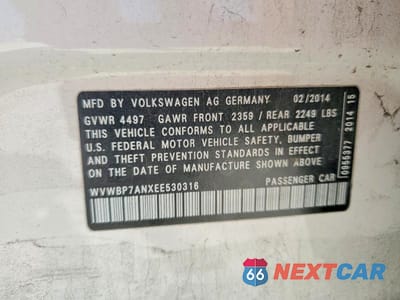 Zdjęcie 12 z 12 samochodu: 2014 VOLKSWAGEN CC SPORT VIN:WVWBP7ANXEE530316 - miniatura