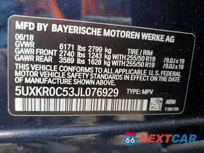 Zdjęcie 13 z 13 samochodu: 2018 BMW X5 XDRIVE35I VIN:5UXKR0C53JL076929 - miniatura