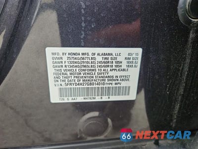 Zdjęcie 13 z 13 samochodu: 2016 ACURA MDX VIN:5FRYD4H27GB014010 - miniatura