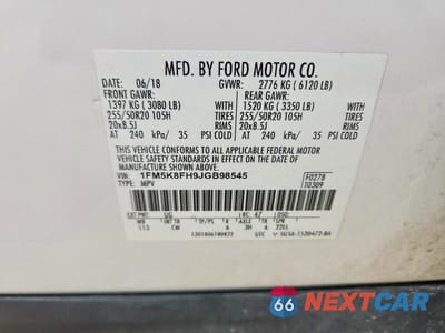 Zdjęcie 14 z 14 samochodu: 2018 FORD EXPLORER LIMITED VIN:1FM5K8FH9JGB98545 - miniatura