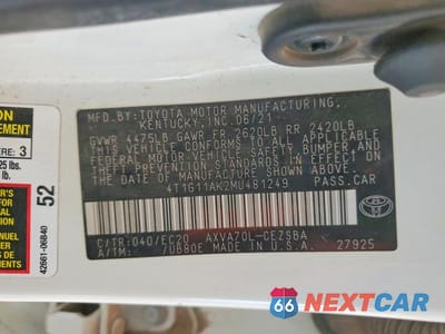 Zdjęcie 12 z 12 samochodu: 2021 TOYOTA CAMRY SE NIGHTSHADE VIN:4T1G11AK2MU481249 - miniatura