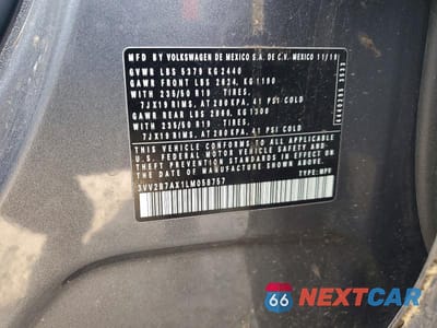 Zdjęcie 12 z 12 samochodu: 2020 VOLKSWAGEN TIGUAN SE VIN:3VV2B7AX1LM058757 - miniatura