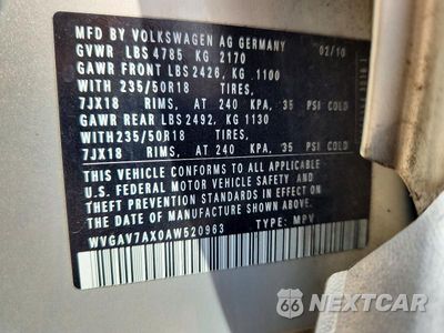 Zdjęcie 12 z 12 samochodu: 2010 VOLKSWAGEN TIGUAN S VIN:WVGAV7AX0AW520963 - miniatura