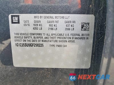 Zdjęcie 13 z 13 samochodu: 2016 CHEVROLET MALIBU HYBRID VIN:1G1ZJ5SU9GF298226 - miniatura