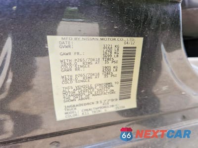 Zdjęcie 12 z 12 samochodu: 2012 NISSAN TITAN SV VIN:1N6BA0ED4CN317799 - miniatura