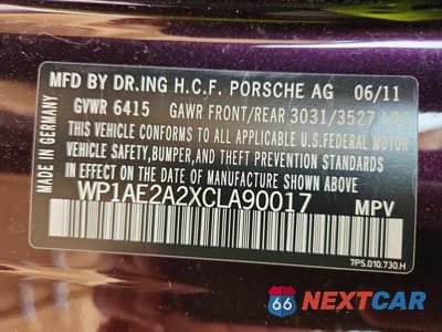 Zdjęcie 13 z 13 samochodu: 2012 PORSCHE CAYENNE S HYBRID VIN:WP1AE2A2XCLA90017 - miniatura