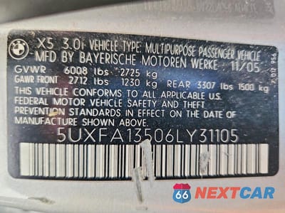 Zdjęcie 13 z 13 samochodu: 2006 BMW X5 3.0I VIN:5UXFA13506LY31105 - miniatura