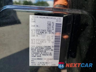 Zdjęcie 13 z 13 samochodu: 2013 INFINITI JX35 BASE VIN:5N1AL0MN0DC341660 - miniatura