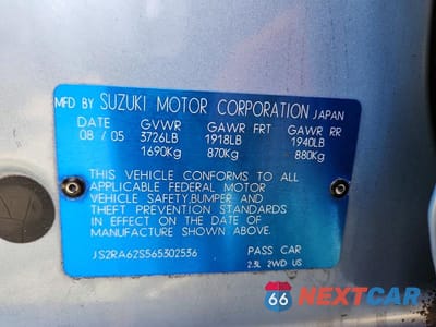 Zdjęcie 12 z 12 samochodu: 2006 SUZUKI AERIO VIN:JS2RA62S565302536 - miniatura