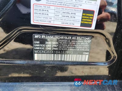 Zdjęcie 12 z 12 samochodu: 2008 MERCEDES-BENZ S 550 4MATIC VIN:WDDNG86X18A187913 - miniatura