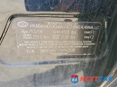Zdjęcie 12 z 12 samochodu: 2007 HYUNDAI SONATA SE VIN:5NPEU46F57H162538 - miniatura