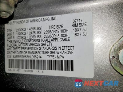 Zdjęcie 13 z 13 samochodu: 2017 HONDA CR-V EX VIN:5J6RW2H53HL056214 - miniatura
