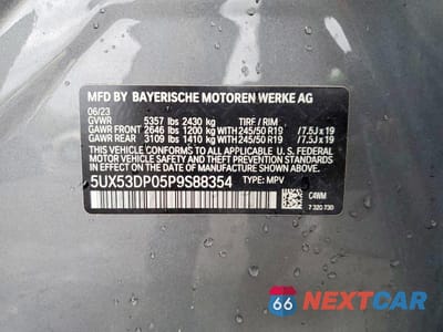 Zdjęcie 14 z 14 samochodu: 2023 BMW X3 XDRIVE30I VIN:5UX53DP05P9S88354 - miniatura