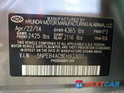 Zdjęcie 12 z 12 samochodu: 2014 HYUNDAI SONATA GLS VIN:5NPEB4AC8EH933011 - miniatura
