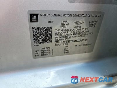 Zdjęcie 12 z 12 samochodu: 2021 CHEVROLET SILVERADO K1500 LT VIN:3GCUYDET9MG178558 - miniatura