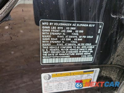 Zdjęcie 12 z 12 samochodu: 2017 VOLKSWAGEN TOUAREG EXECUTIVE VIN:WVGGF7BP5HD004982 - miniatura