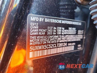 Zdjęcie 13 z 13 samochodu: 2012 BMW X3 XDRIVE28I VIN:5UXWX5C52CL728124 - miniatura