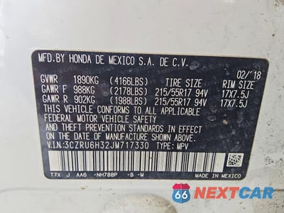 Zdjęcie 14 z 14 samochodu: 2018 HONDA HR-V LX VIN:3CZRU6H32JM717330 - miniatura