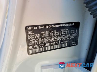 Zdjęcie 13 z 13 samochodu: 2017 BMW X3 SDRIVE28I VIN:5UXWZ7C34H0X41714 - miniatura