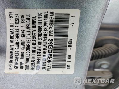Zdjęcie 12 z 12 samochodu: 2020 HONDA CIVIC SPORT VIN:19XFC2F8XLE003462 - miniatura