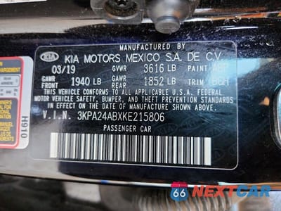 Zdjęcie 13 z 13 samochodu: 2019 KIA RIO S VIN:3KPA24ABXKE215806 - miniatura