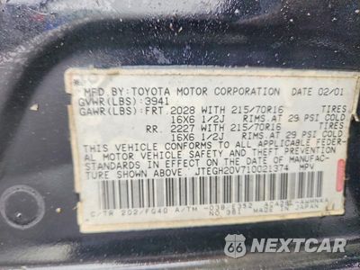 Zdjęcie 14 z 14 samochodu: 2001 TOYOTA RAV4 BASE VIN:JTEGH20V710021374 - miniatura