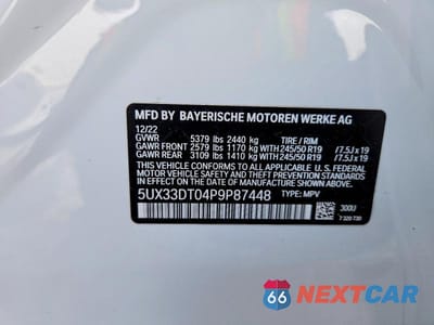 Zdjęcie 13 z 13 samochodu: 2023 BMW X4 XDRIVE30I VIN:5UX33DT04P9P87448 - miniatura
