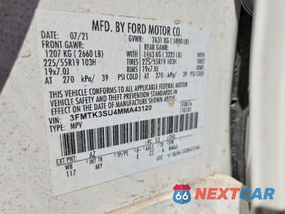 Zdjęcie 13 z 13 samochodu: 2021 FORD MUSTANG MACH-E PREMIUM VIN:3FMTK3SU4MMA43120 - miniatura