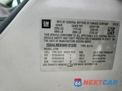 Zdjęcie 13 z 13 samochodu: 2017 GMC TERRAIN SLE VIN:2GKALMEK9H6101249 - miniatura