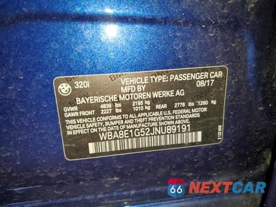 Zdjęcie 12 z 12 samochodu: 2018 BMW 320 I VIN:WBA8E1G52JNU89191 - miniatura