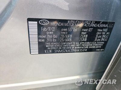 Zdjęcie 14 z 14 samochodu: 2022 HYUNDAI SANTA FE SEL VIN:5NMS24AJ2NH435174 - miniatura